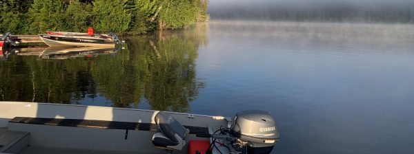 Misty Morning Dockside with Fishing Boats